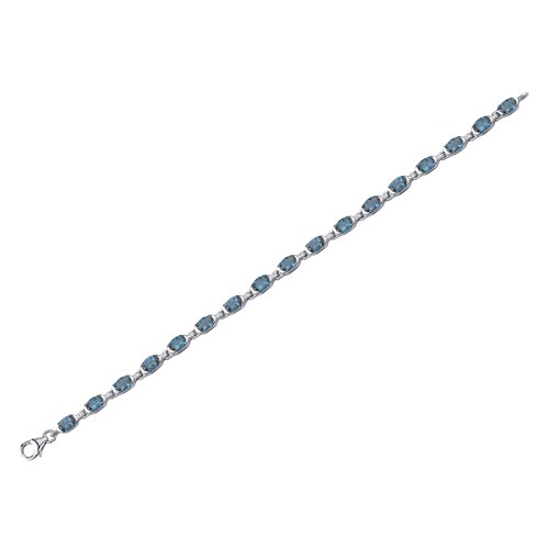 London Blue Topaz Bracelet Sterling Silver Oval Cut 7.75 Carats