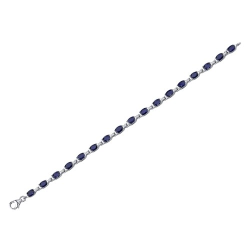 Blue Sapphire Tennis Bracelet Sterling Silver Oval Shape 7.75 Carats