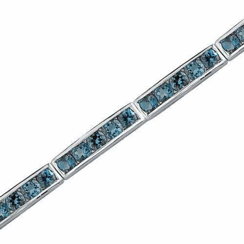 London Blue Topaz Bracelet Sterling Silver Round Shape 6 Carats