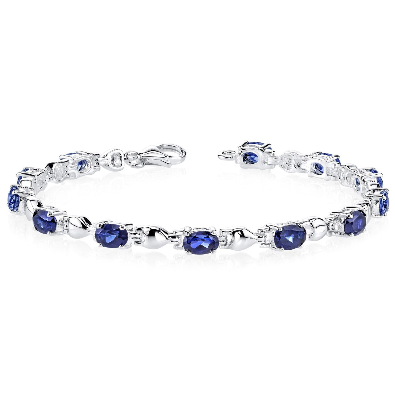 Blue Sapphire Bracelet Sterling Silver Oval Cut | SB3752 | Peora