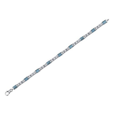 London Blue Topaz Bracelet Sterling Silver Baguette Shape 4.25 Carats
