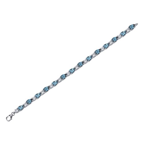 London Blue Topaz Teardrop Tennis Bracelet Sterling Silver Pear Shape 13 Carats