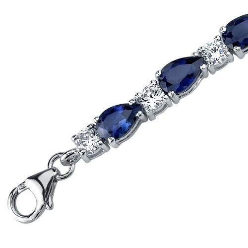 Amazon.com: PEORA Created Blue Sapphire Vintage Tennis Bracelet for Women  925 Sterling Silver, 8.50 Carats total 15 pieces Oval Shape, 7 1/4 inch  length: Tennis Bracelets: Clothing, Shoes & Jewelry