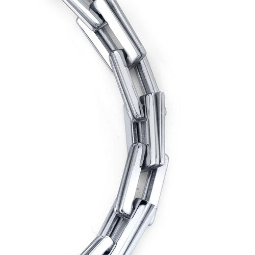 Smooth Style: Stainless Steel Double Rectangular Link Bracelet