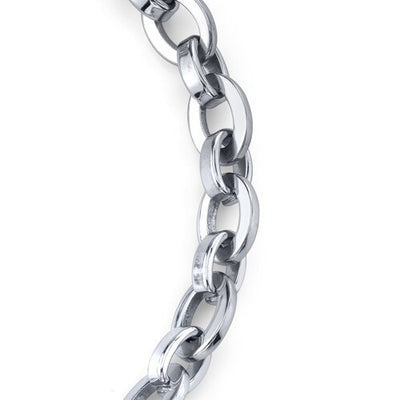 Modern Statement: Unisex Steel Rolo Oval Bracelet