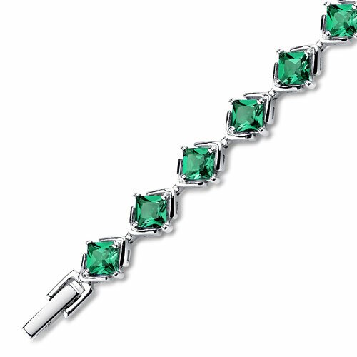 Emerald Bracelet Sterling Silver Princess Shape 7.5 Carats