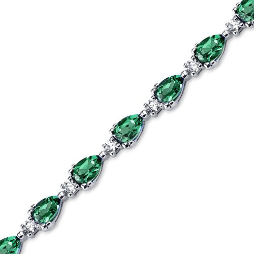Emerald Teardrop Tennis Bracelet Sterling Silver Pear Shape 7 Carats