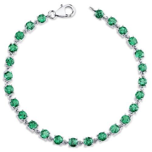 Emerald Bracelet Sterling Silver Round Shape | SB4312 | Peora.com