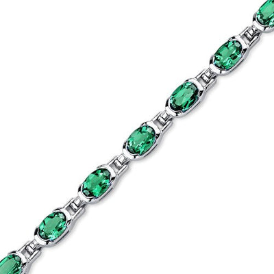 Emerald Bracelet Sterling Silver Oval Shape 7 Carats