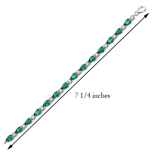 Emerald Tennis Bracelet Sterling Silver Pear Shape | SB4328