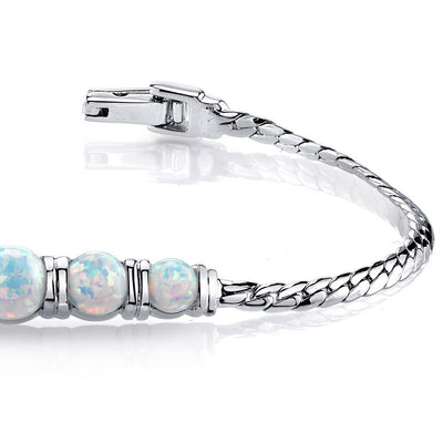 Opal Bracelet Sterling Silver Round Shape 3.75 Carats