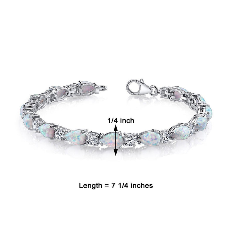 Jewelili Oval Diamond Bracelet Opal in Sterling Silver Jewelry