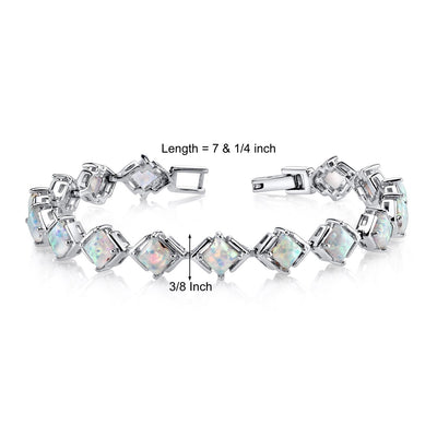 5.50 Carats Opal Tennis Bracelet Sterling Silver Princess Cut