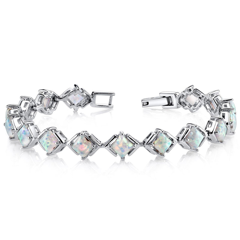 5.50 Carats Opal Tennis Bracelet Sterling Silver Princess Cut