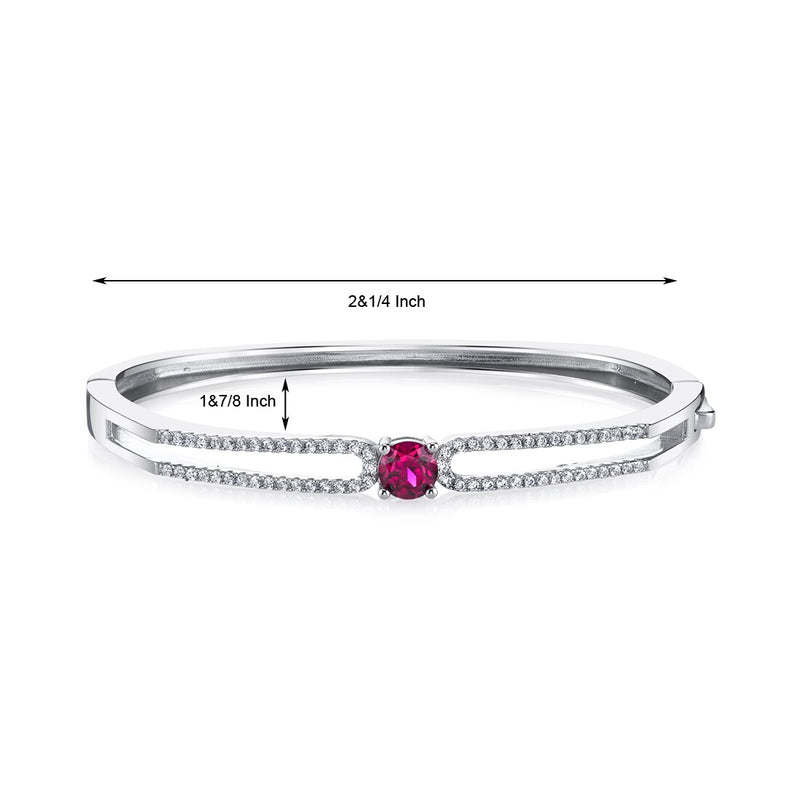 Created Ruby Solaris Bangle Bracelet Sterling Silver 1.25 Carats
