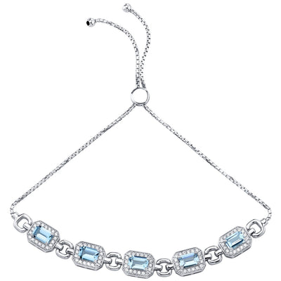 Sterling Silver Swiss Blue Topaz Adjustable Friendship Bracelet 3.00 Carats Total