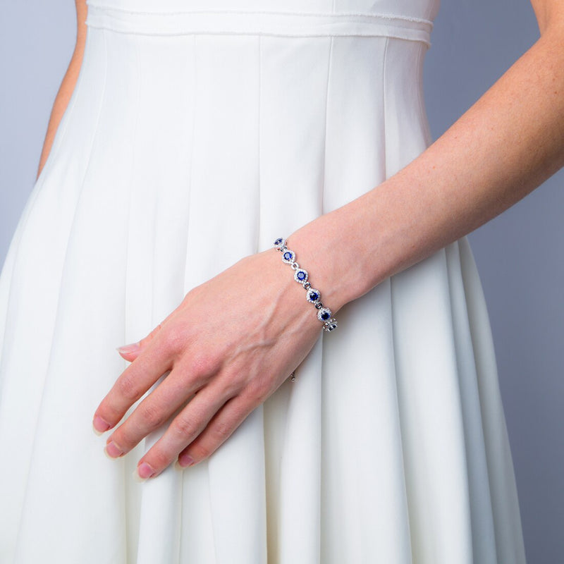 Blue Sapphire Equate Adjustable Bracelet Sterling Silver 3.75 Carats