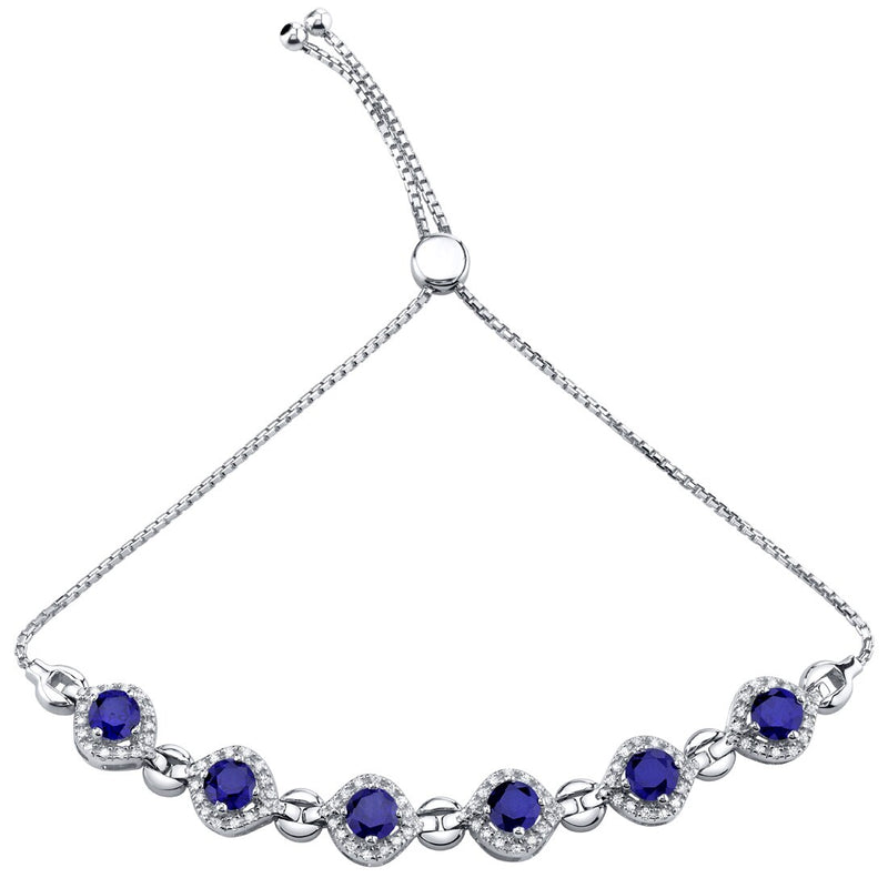 Blue Sapphire Equate Adjustable Bracelet Sterling Silver 3.75 Carats