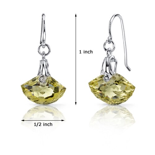 8 Carats Lemon Quartz Earrings Sterling Silver Fancy Shell Cut