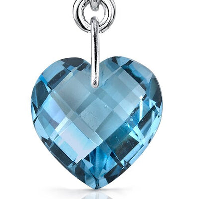 London Blue Topaz Earrings Sterling Silver Heart Shape 8.25 Cts