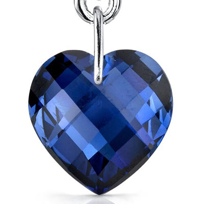 Blue Sapphire Earrings Sterling Silver Heart Shape 9.75 Carats