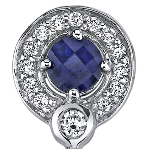 Blue Sapphire Earrings Sterling Silver Round Shape 6 Carats