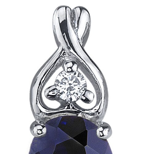 Blue Sapphire Earrings Sterling Silver Oval Shape 3.5 Carats