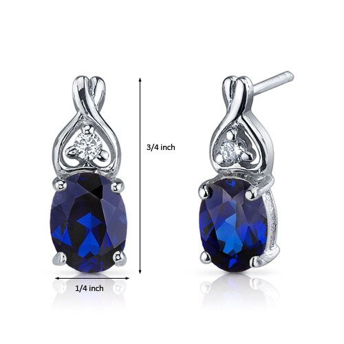 Blue Sapphire Earrings Sterling Silver Oval Shape 3.5 Carats
