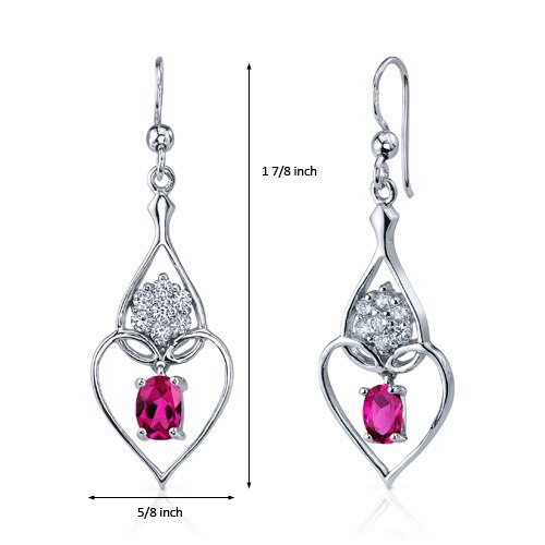 Oval Shape Ruby Earrings Sterling Silver 2 Carats