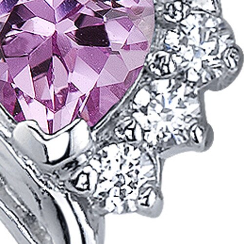 Pink Sapphire Earrings Sterling Silver Heart Shape 1.5 Carats