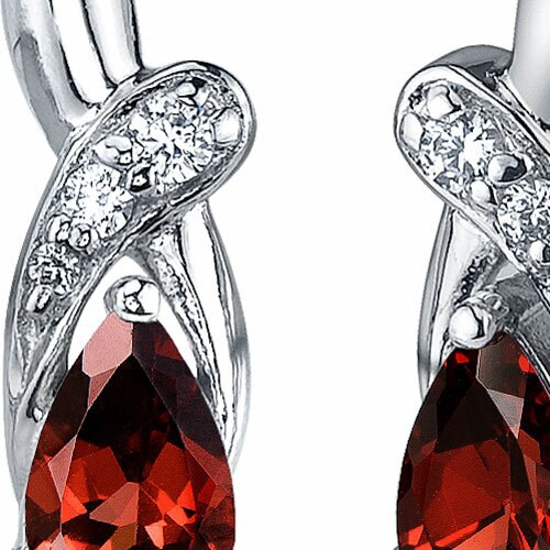 Garnet Earrings Sterling Silver Pear Shape 2 Carats