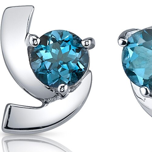 London Blue Topaz Earrings Sterling Silver Round Shape 2 Carats