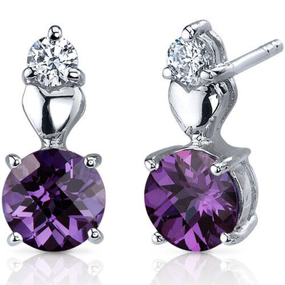 Alexandrite Earrings Sterling Silver Round Shape 2.5 Carats