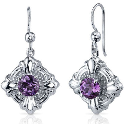 Alexandrite Earrings Sterling Silver Round Shape 2.5 Carats