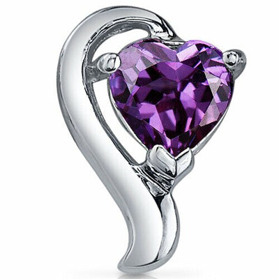 Alexandrite Earrings Sterling Silver Heart Shape 2 Carats