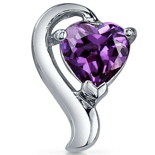 Alexandrite Earrings Sterling Silver Heart Shape 2 Carats