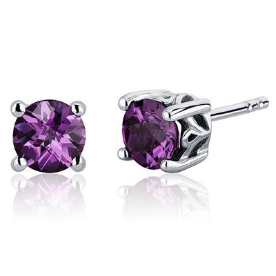 Alexandrite Stud Earrings Sterling Silver Round Shape 2.5 Cts