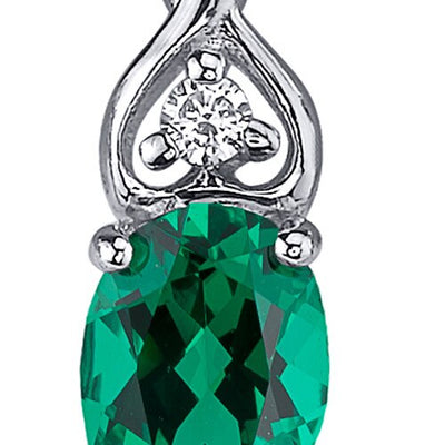 Emerald Earrings Sterling Silver Oval Shape 2 Carats