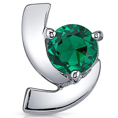 Emerald Earrings Sterling Silver Round Shape 1.5 Carats