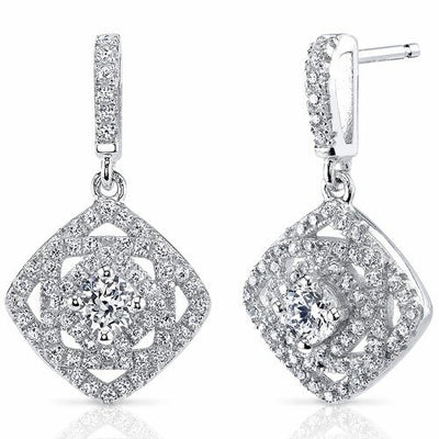 Cubic Zirconia Earrings Sterling Silver Round Shape 0.25 Carats