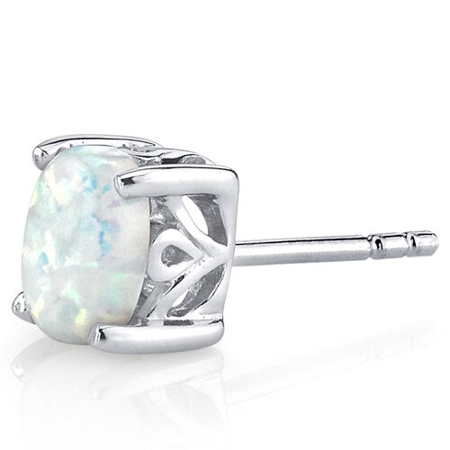 Opal Stud Earrings Sterling Silver Oval Shape 1.5 Carats