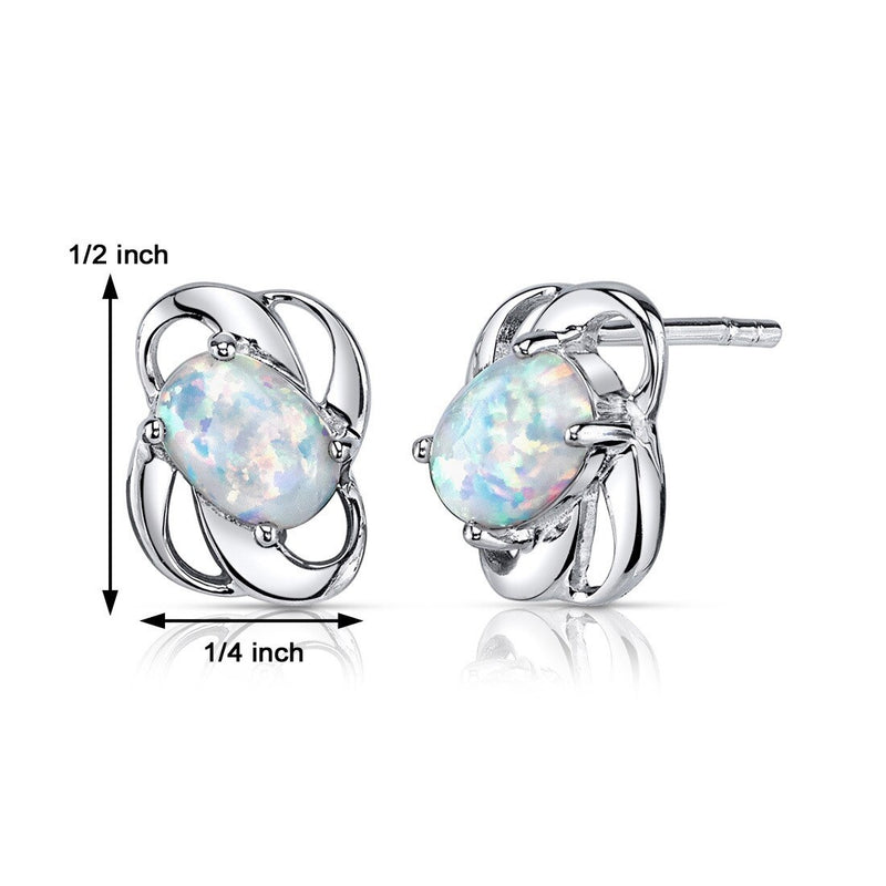 Opal Stud Earrings Sterling Silver Oval Shape 1.50 Cts