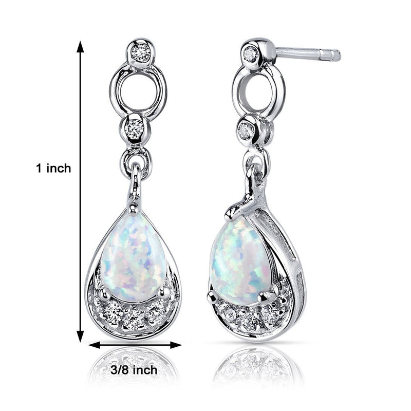 Opal Dangle Earrings Sterling Silver 1.00 Cts