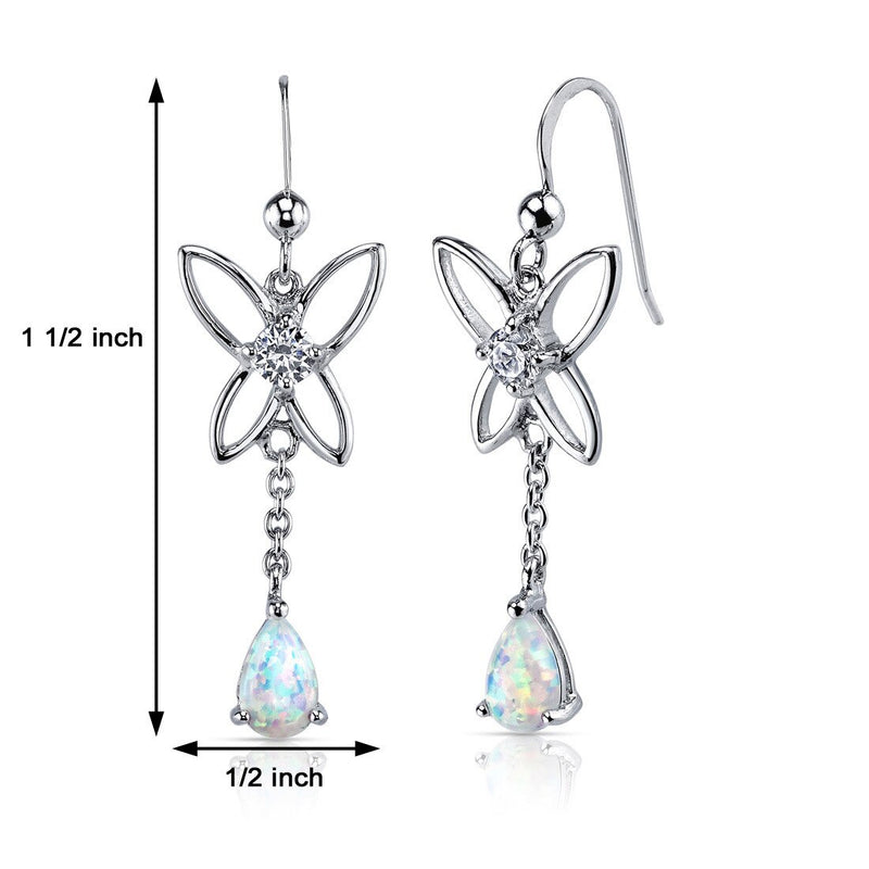 Opal Dangle Earrings Sterling Silver Pear Shape 1.50 Cts