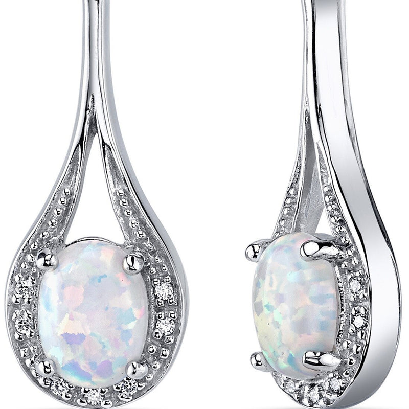 Opal Earrings Sterling Silver Oval Shape 3.50 Cts SE8378-close up