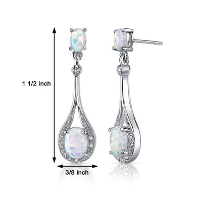 Opal Earrings Sterling Silver Oval Shape 3.50 Cts SE8378-dimensions