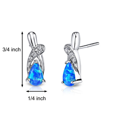 Blue Opal Ribbon Earrings Sterling Silver 1.00 Carats