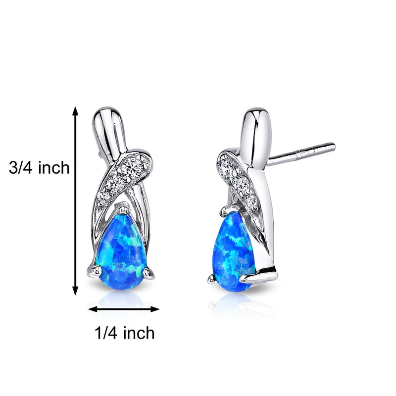 Blue Opal Ribbon Earrings Sterling Silver 1.00 Carats