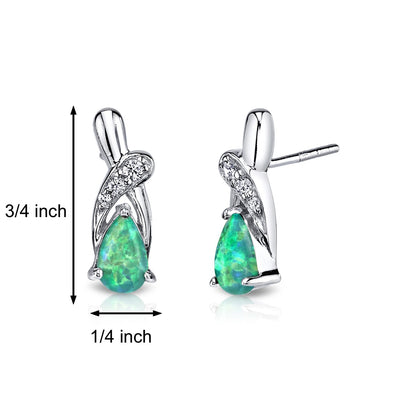 Green Opal Ribbon Earrings Sterling Silver 1.00 Carats