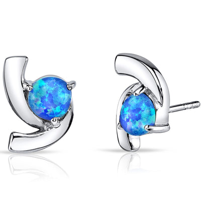 Blue Opal Trinity Earrings Sterling Silver 1.25 Carats